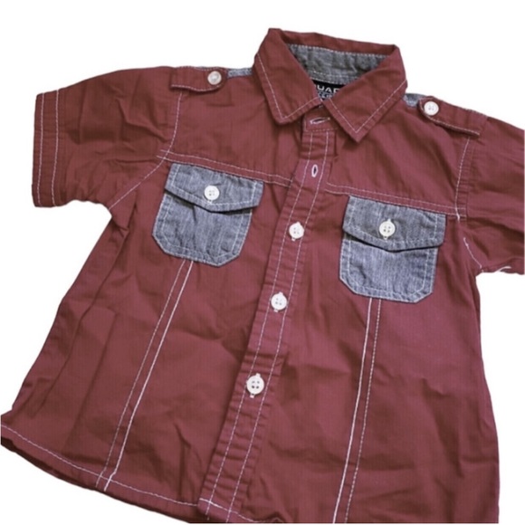 Quad Seven chambray accent/contrast stitch button down shirt 24m - Picture 2 of 5